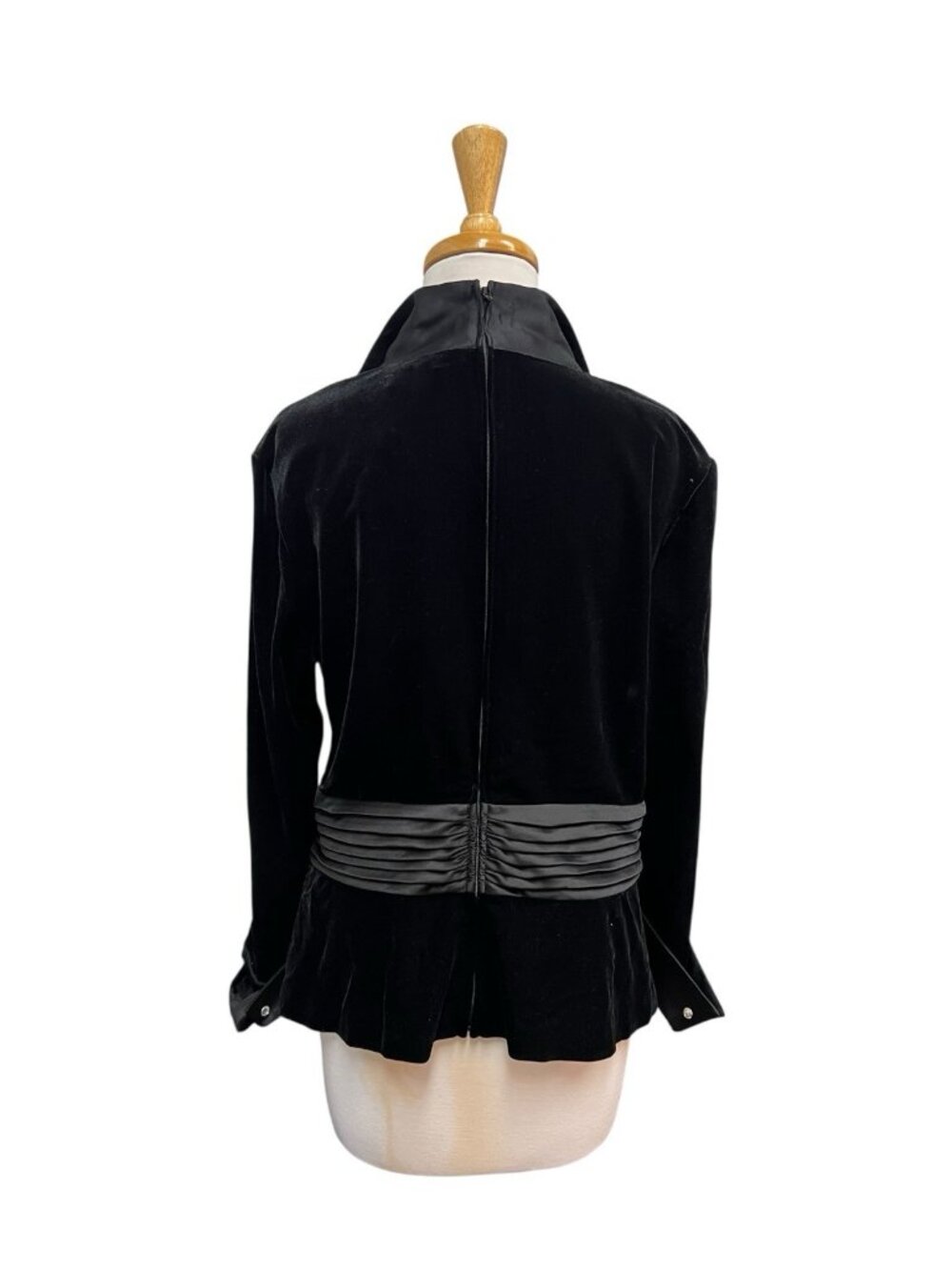 Tadashi Shoji Collection Velvet Blouse Size XL Black Collared - Picture 3 of 8